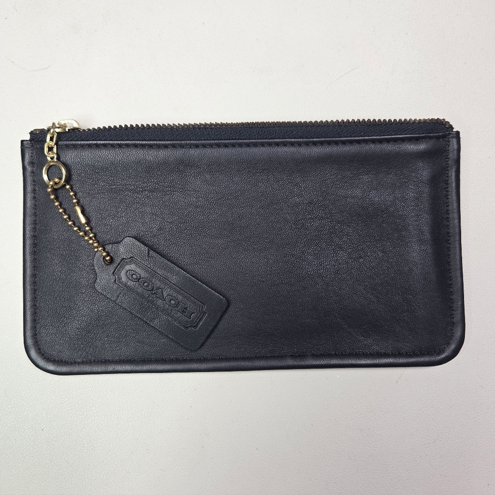 Vintage Coach Clutch Skinny Case Pouch 7170 Black Zip 7 1/2 × 4 1/4 Glove Tanned